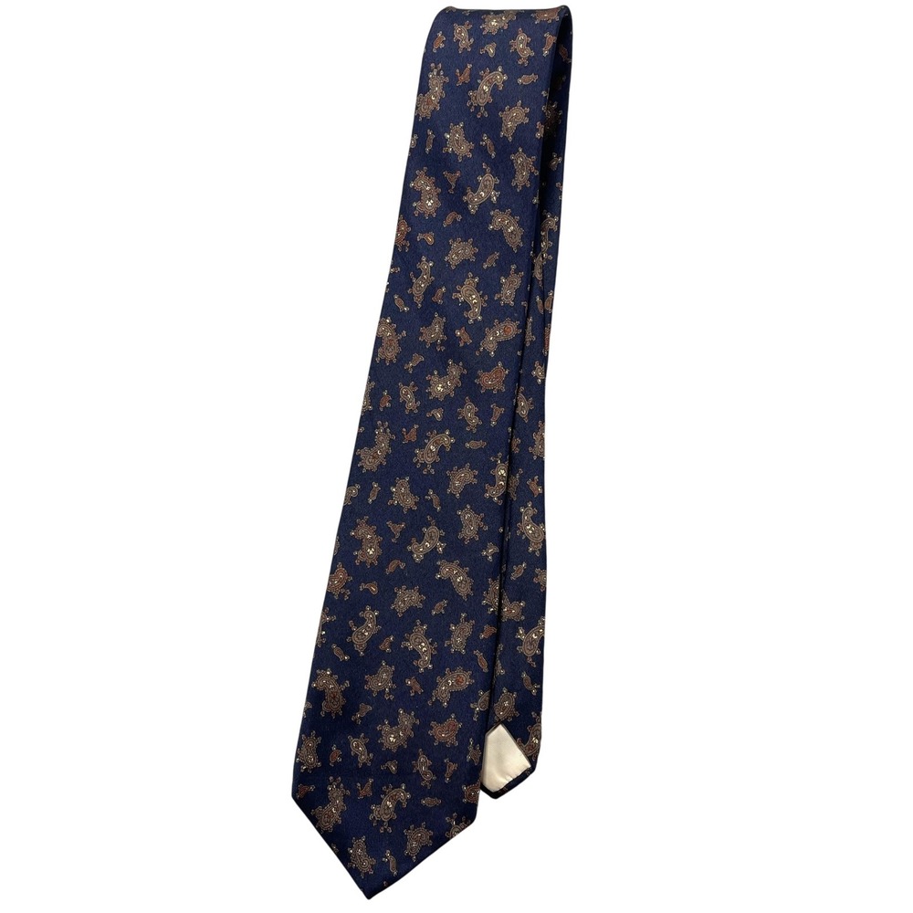 Don Loper Tie Mens Blue Paisley Woven Silk Classic Width Necktie BOT464